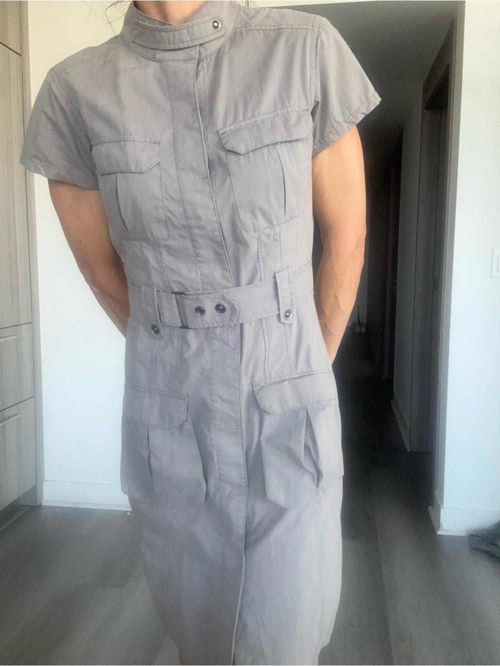 Mexx Utility Midi Dress in Light Gray